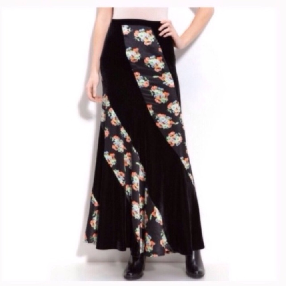 Free People velvet floral maxi skirt - Picture 3 of 6